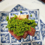 豪龍久保 - 和牛ザブトン（隠岐）と原木椎茸（愛知）、花山椒（和歌山）、原木椎茸（愛知）