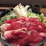 町屋ごはん　根菜料理と市場直送のお魚　東山やつはし - すき焼きアップ。