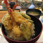 天ぷら　楽楽亭 - 大海老天丼 1200円
