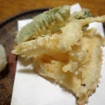 蕎麦ひら井 - 白海老と野菜の天ぷら