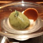 Le Bar a Vin QUINQ - ソルベ、洋梨のプューレ、パンナコッタ。