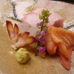 味 ふくしま - お造り　赤貝・車海老・鮪