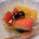 味 ふくしま - 水物　苺とオレンジと黒豆のゼリー寄せ