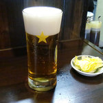 Teuchi Udon Sumita - 生ビールは、サッポロ。相変わらず、クリーミーで旨い。
