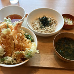 Tsukiji Shokudou Genchan - 春メニューの「春天丼と蕎麦セット」！