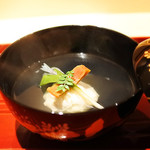 銀座 しのはら - 帆立の真薯とばちこ かたくりの花と木の芽を添えて