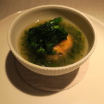 エクアトゥール - オマール海老とタイラ貝 キクラゲのつみれ仕立て、スッポンと鶏 アオサのスープ2