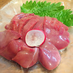 鳥玖 - 阿波尾鶏の肝お造り 480yen