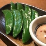 鳥玖 - スナップえんどうゴママヨ 300yen