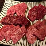 Matasaburo - 右上から時計回り→ ﾏﾙｼﾝ、ﾋｳﾁ、霜降りｶﾙﾋﾞ、ﾊﾗﾐ、ﾛｰｽ