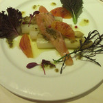 マッシュルーム - ホワイトアスパラとプリリガーサーモンの冷製 ラヴィゴットソース