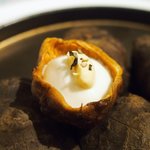 フレンチ サクラ - ディナーコース 7371円 の菊芋のプリン、フォアグラのクリーム