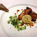 窯焼きステーキ 福田 - 
      国産うずら　つくね・小玉ねぎ　