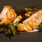 フレンチ サクラ - ディナーコース 7371円 のフランス産の仔牛のグリル、群馬の舞茸のソテー