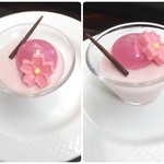 バー＆ラウンジ  トゥエンティエイト - 白桃とラズベリーのムース
      桜ソースのカプセル