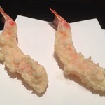 天ぷら岡本 - 才巻海老２本、食感が…