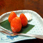 法師温泉 長寿館 - 最後はいちごでシメ。満腹です！