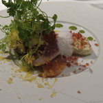 Vel  ROsier - 1704_Vel ROsier_前菜③ 鰹 いくら アスパラ ベーコン レタス パルミジャーノ