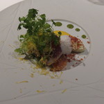 Vel  ROsier - 1704_Vel ROsier_前菜③ 鰹 いくら アスパラ ベーコン レタス パルミジャーノ