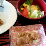 ひな鳥金子 - ミニサラダ、小鉢（皮酢）