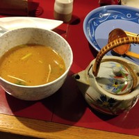 八べえ - 鰻つけめん・鰻たれ漬け煮卵増し-肝吸いスープ割