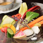 Bagna Cauda with colorful fresh vegetables