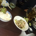 Yakitori Tasuku - ポテサラ、鳥皮ポン酢、そら豆焼き