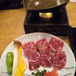 Kyouto Fukurokuju - 国産牛ヒレ御膳（焼台と肉）