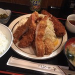 西麻布 三河屋 - 三河屋(海老フライ定食+メンチカツ)