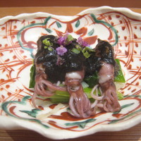 日本料理 晴山 - ホタルイカとワケギの海苔酢和え？