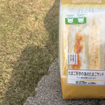 ローソン - 会社の敷地内で朝っぱらから芝生でサンドイッチの写真を地面スレスレに撮るのはだれだ！？…おれだ