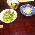 あそび割烹 さん葉か - 小松菜おひたし、椎茸煮物、卯の花