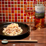 Magokura - 桜海老のペペロンチーノおそば&塩尻メルロ ロゼ