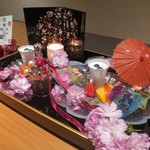 日本料理 幸庵 - やよいひめと宮崎マンゴー、アーモンドブランマンジェ