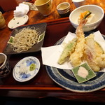 志蕎庵 江月 - 蕎麦三昧膳の、蕎麦豆腐、季節の天ぷら、せいろ