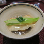 日本料理 晴山 - 29年4月　空豆饅頭、穴子、アスパラ　餡かけ