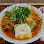 トマトの花 - 野菜たっぷりトマトスープ麺+大盛り+モッツァレラチーズ+ベーコンチーズリゾット