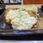 かわさき鶏唐揚専賣店 - チキン南蛮ハーフ定食(横から)