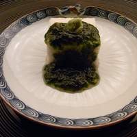 懐石料理 桝田 - 先付　長芋羹　アオサ餡　本山葵。