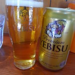 麺処ほん田 - エビス缶ビール350円