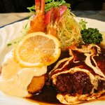 レストラン三國 - 海老フライ＆ハンバーグセット