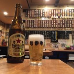 Tachinomidokoro Nakaya - 19時まで瓶ビールも100円引き。（ ’17.04）