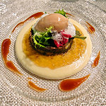 ビストロ 間 - 三種の部位を使った牛肉のお菓子仕立て フォアグラのパルフェとリンゴのムース