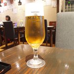 食べ門 - 半参鶏湯＆生ビール 1080円 の生ビール