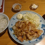 もつ焼 豚一 - 自家製ソースの生姜焼き定食(17-04)