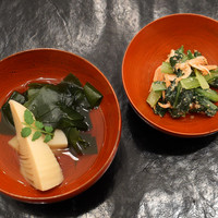 HIGASHIYA GINZA - 桜エビと小松菜の和え物、若竹煮