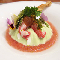 Restaurant Cinq - 1】アスパラムース ズワイガニ 生うに トマトすり流し(ランチコース)