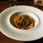 レンコンと菜の花とタコのパスタ