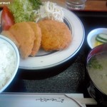 トンカツ 浅井 - ハムカツ+メンチカツ定食(800円)