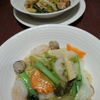 中国料理 青冥 大丸梅田店 - 奥：海鮮あんかけ焼きそば。手前：五目あんかけ焼そば(2017.4月）